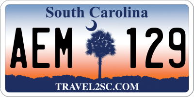 SC license plate AEM129