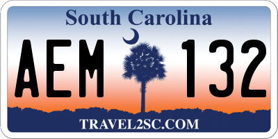 SC license plate AEM132