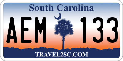 SC license plate AEM133