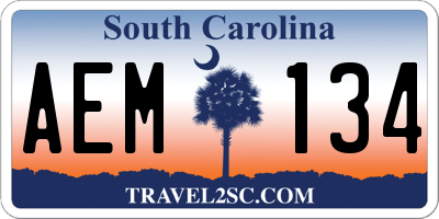 SC license plate AEM134