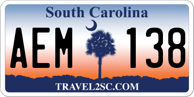 SC license plate AEM138