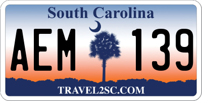 SC license plate AEM139