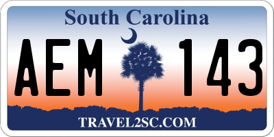 SC license plate AEM143