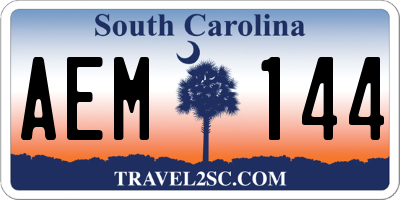 SC license plate AEM144
