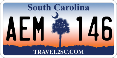 SC license plate AEM146
