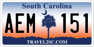 SC license plate AEM151