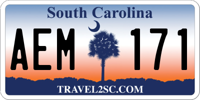 SC license plate AEM171