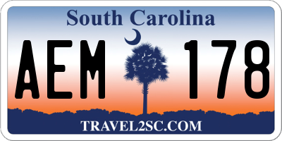 SC license plate AEM178