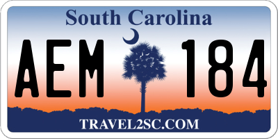 SC license plate AEM184