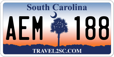 SC license plate AEM188
