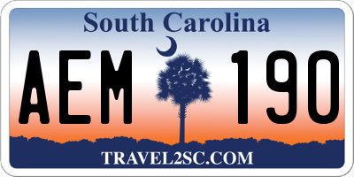 SC license plate AEM190