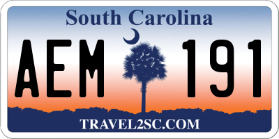 SC license plate AEM191