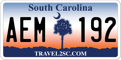 SC license plate AEM192