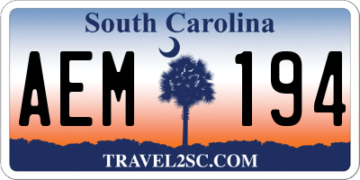 SC license plate AEM194