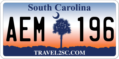 SC license plate AEM196