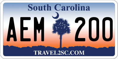 SC license plate AEM200