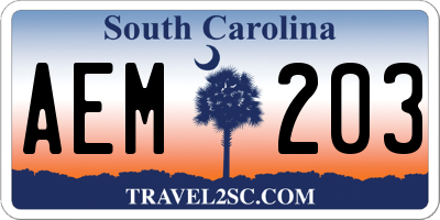 SC license plate AEM203