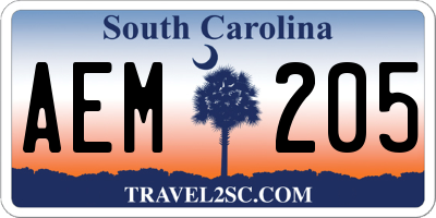 SC license plate AEM205