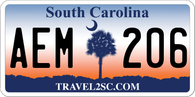 SC license plate AEM206