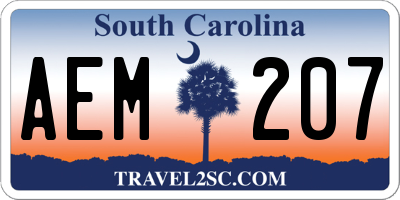 SC license plate AEM207