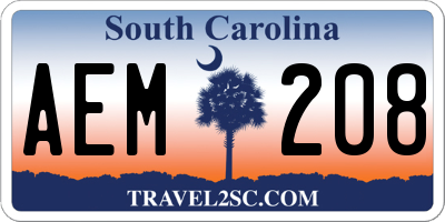 SC license plate AEM208