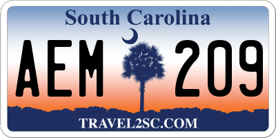 SC license plate AEM209