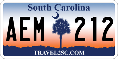 SC license plate AEM212
