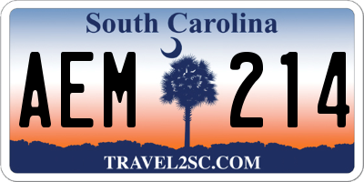 SC license plate AEM214