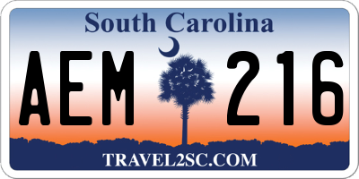 SC license plate AEM216