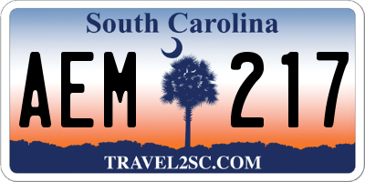 SC license plate AEM217