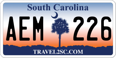 SC license plate AEM226