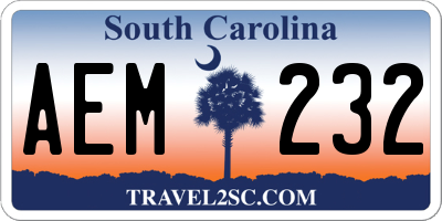 SC license plate AEM232