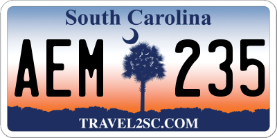 SC license plate AEM235