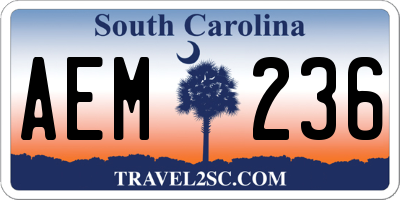SC license plate AEM236