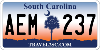 SC license plate AEM237