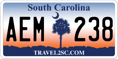 SC license plate AEM238