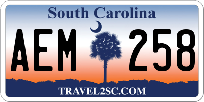 SC license plate AEM258