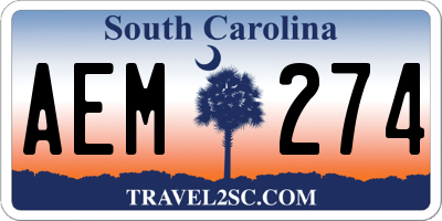 SC license plate AEM274