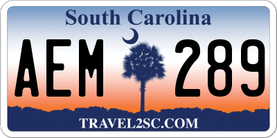 SC license plate AEM289