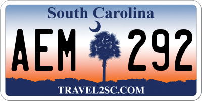 SC license plate AEM292