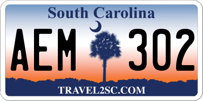 SC license plate AEM302