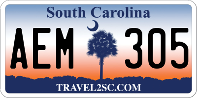 SC license plate AEM305