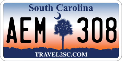 SC license plate AEM308