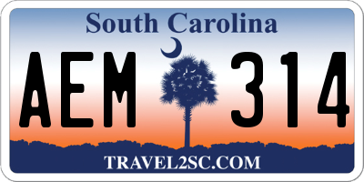 SC license plate AEM314