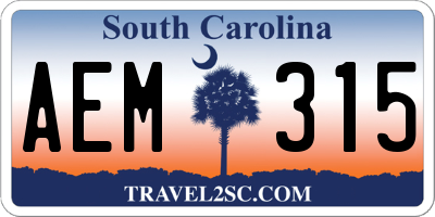 SC license plate AEM315