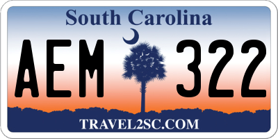 SC license plate AEM322