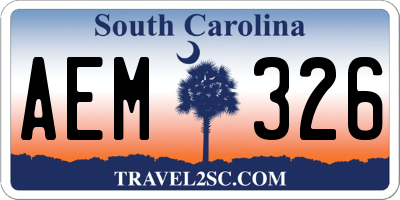 SC license plate AEM326