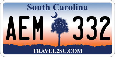 SC license plate AEM332
