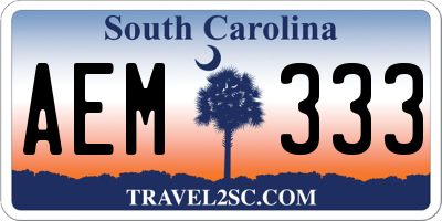 SC license plate AEM333