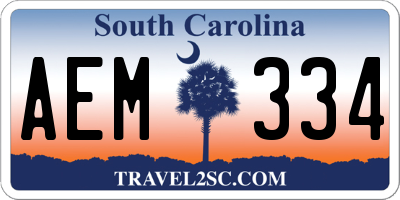 SC license plate AEM334